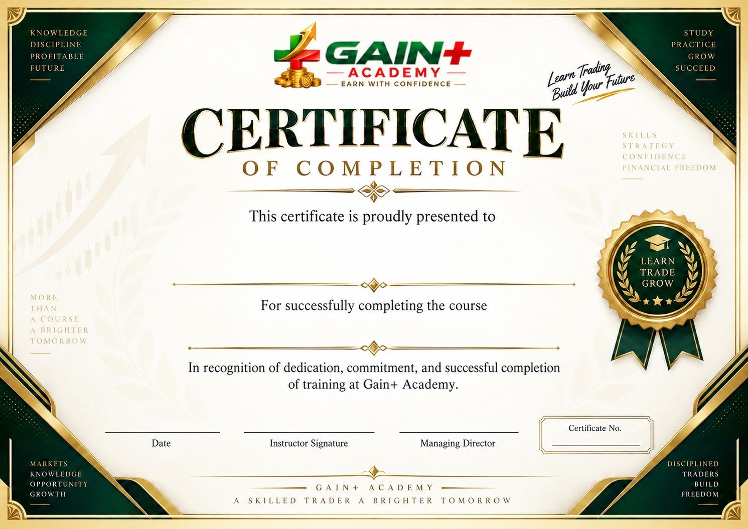 Gain+ Academy Official Certificate